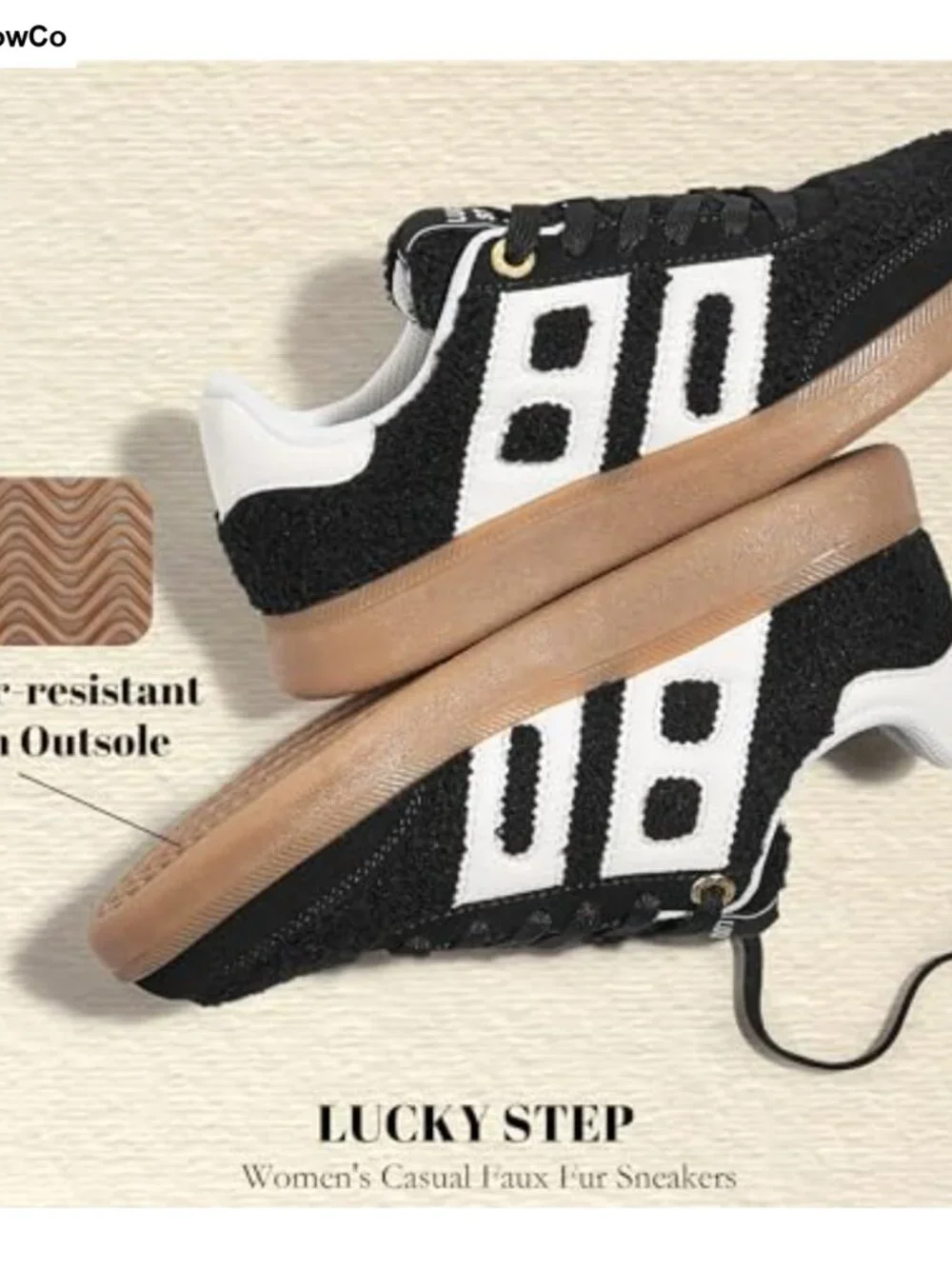 Faux Suede Faux Fur Low Top Sneakers Women's Casual Retro Gum Sole
